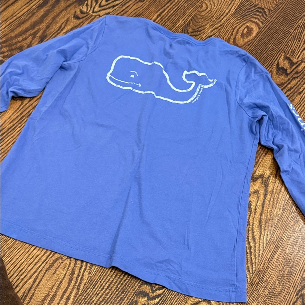 Vineyard Vines Royal Blue Long Sleeve Pocket Tee with Whale - Picture 2 of 3